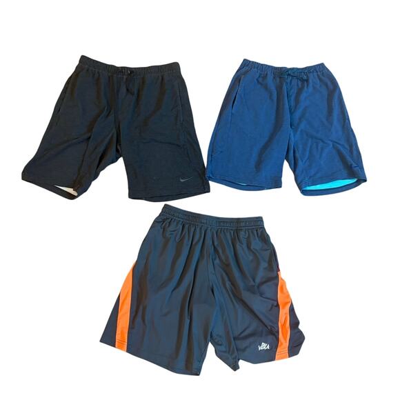 Lot of 3 Mens Medium Shorts Lot Gym Athletic Sweat Nike Running Blue Black GUC - Picture 1 of 6